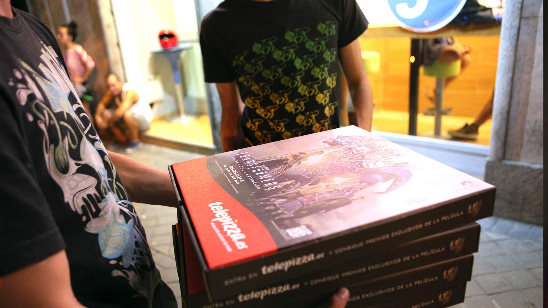 Caja de pizza con el Brand Partnership de Paramount y Telepizza